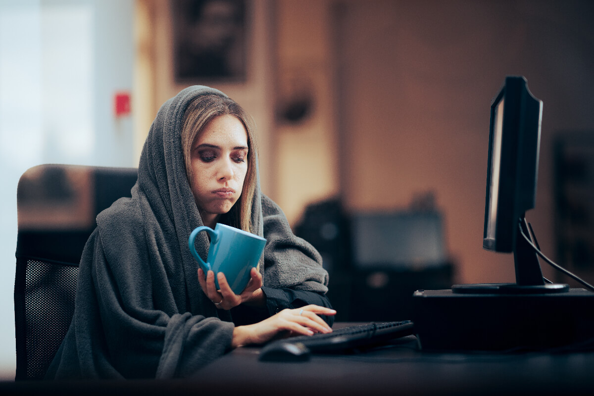 woman keeping warm