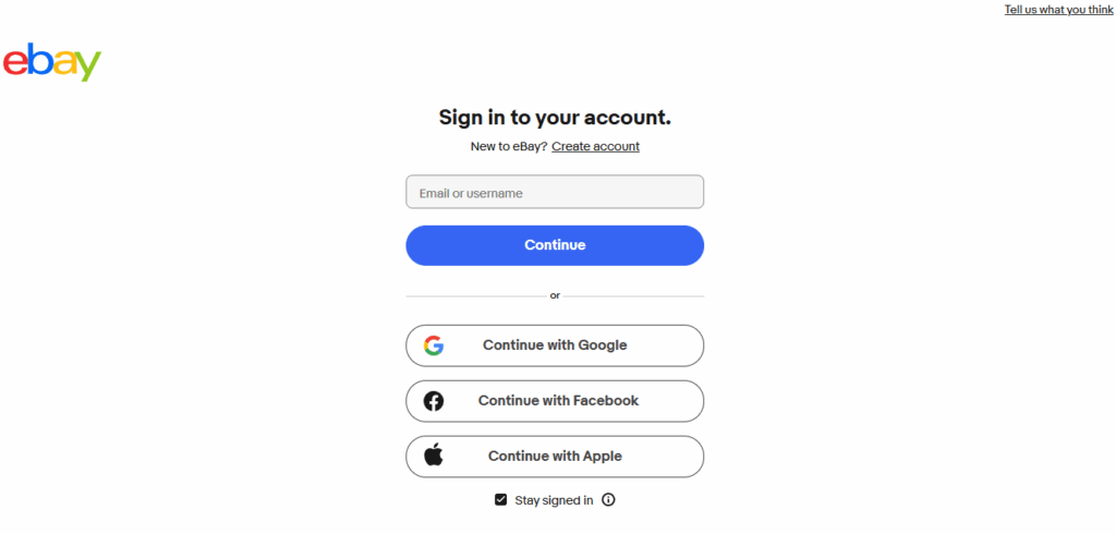 eBay login