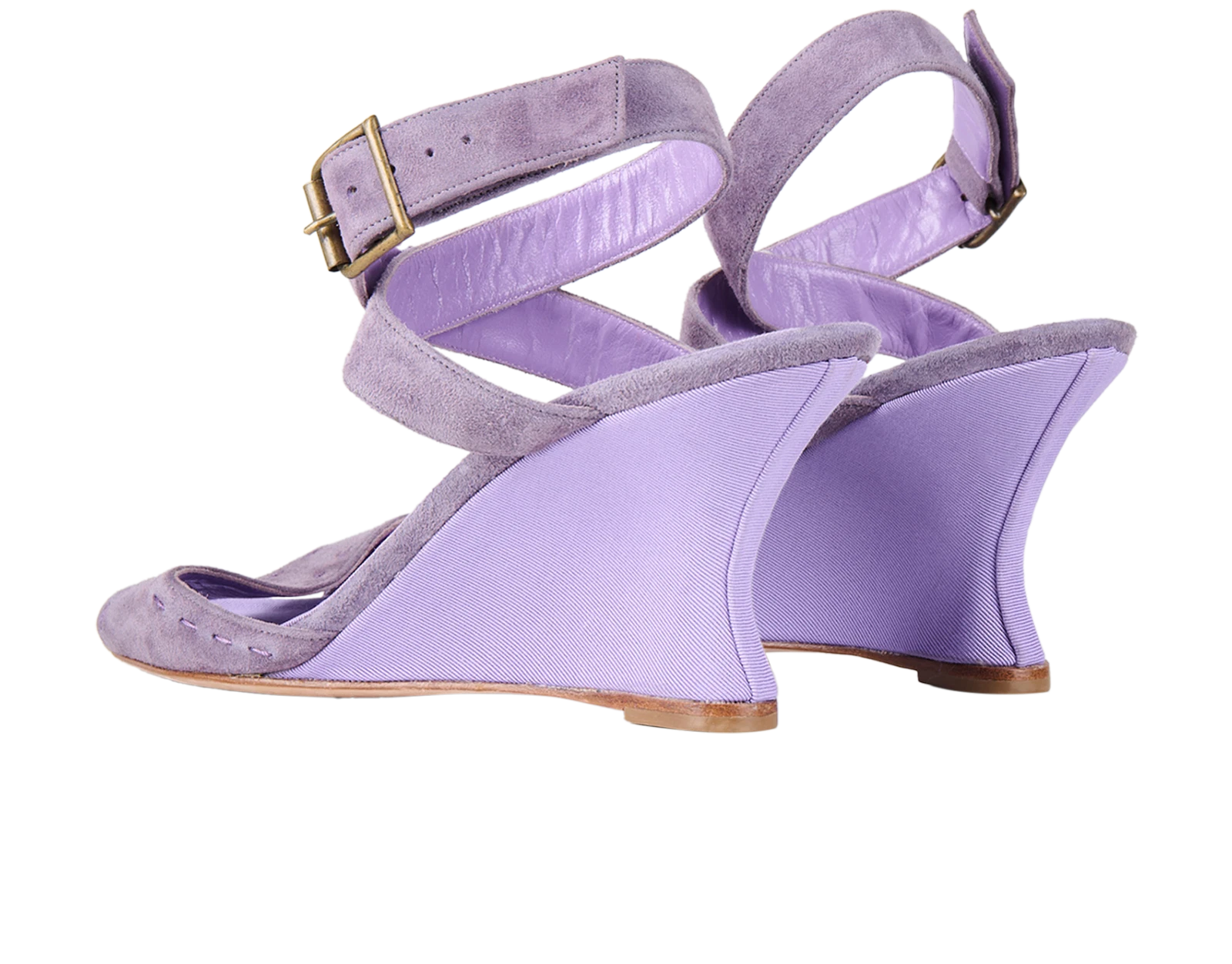 Manolo Blahnik Wedges Sandals UK4 Purple Suede