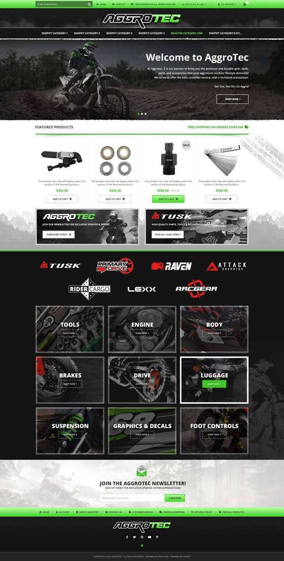 Aggrotec Shopify website designed by Frooition