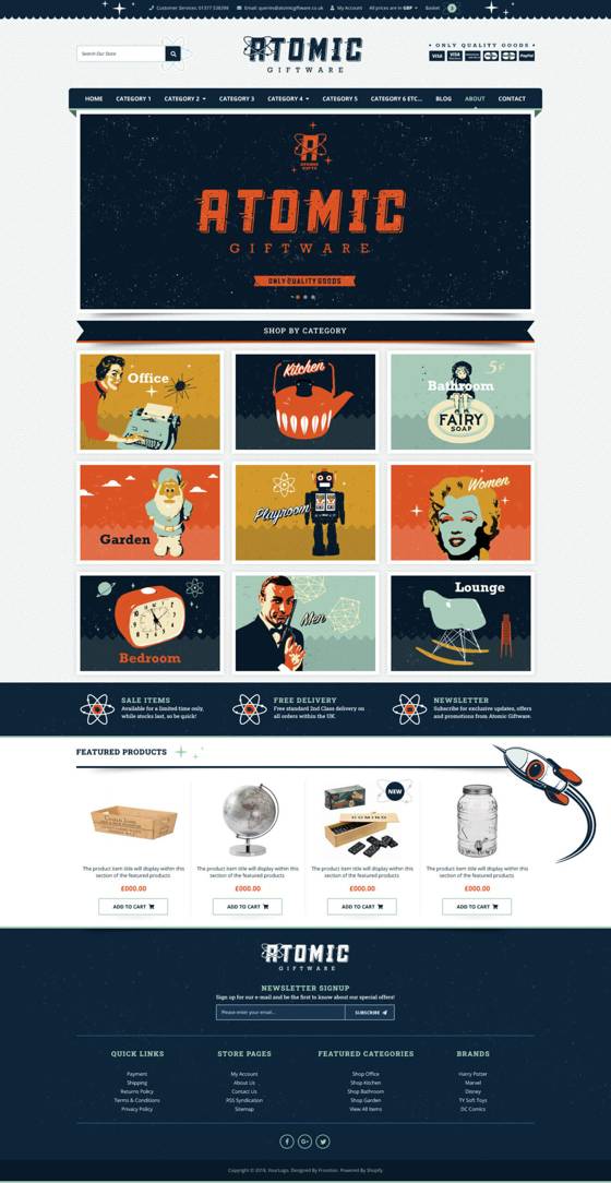 Atomic Gifts Shopify website designed by Frooition