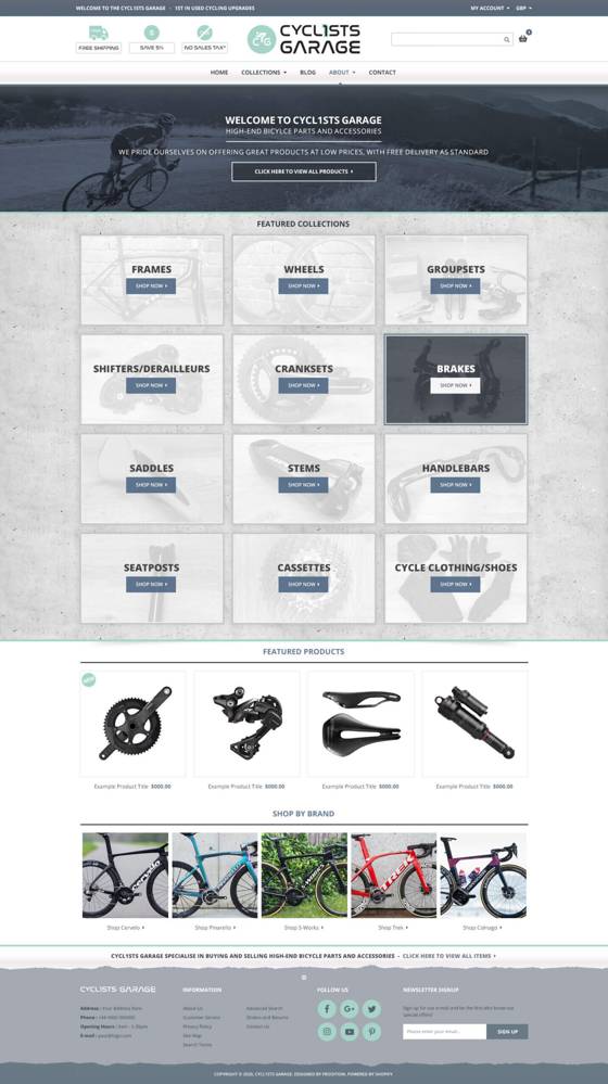 Cycling Upgrades Shopify website designed by Frooition