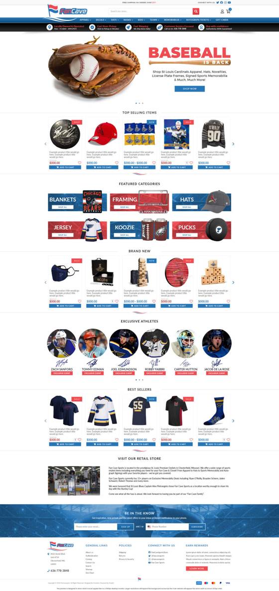 Fan Cave Shopify website designed by Frooition