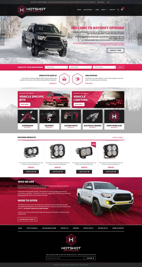 Hotshot Shopify website designed by Frooition