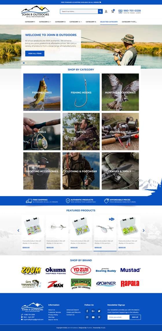 John B Fly Shopify website designed by Frooition