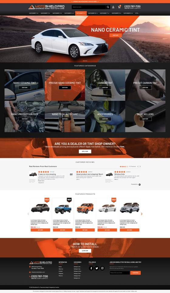 Motoshield Pro Shopify website designed by Frooition